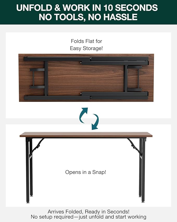 Frylr Small Folding Computer Desk – Portable 55.1 Inch Foldable Laptop Table - Image 3
