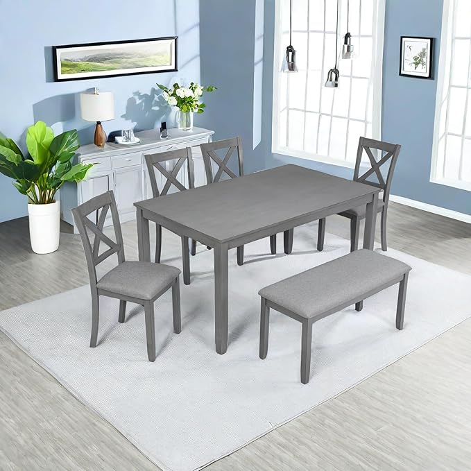 Dining Table Set, 6-Piece Kitchen Table & Chair Set - Image 4