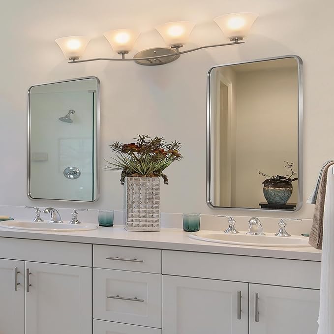 ANDY STAR Brushed Nickel Bathroom Mirror, 40”X30” Satin Nickel Mirror - Image 8