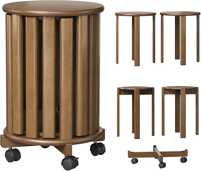 Stackable Stools Set of 4, 4‑in‑1 Bamboo Nesting Stools & End Tables by Welfuturer