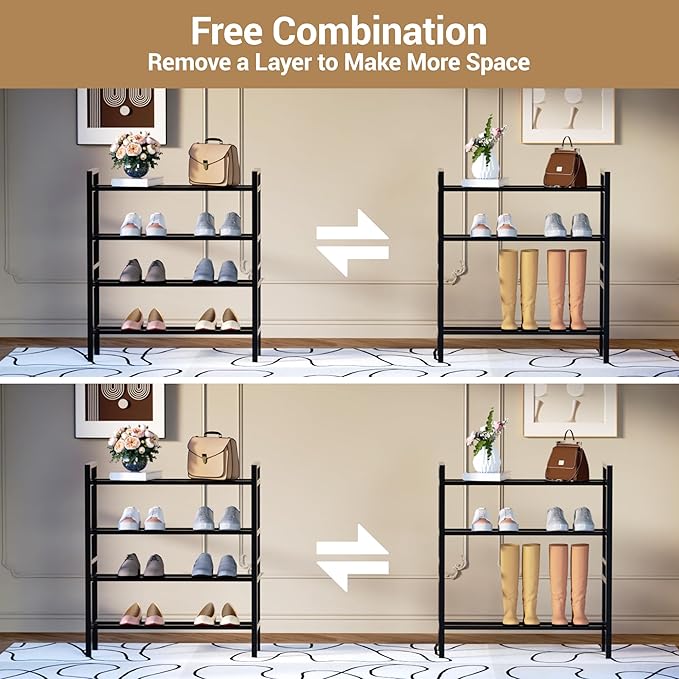 Haddockway Bamboo Shoe Rack for Closet, Free Standing Shoe Organizer - Image 7