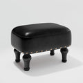 Ottoman Leather Foot Rest with Thicker Foam Padded Seat, Footstool with Wooden by Cmishe