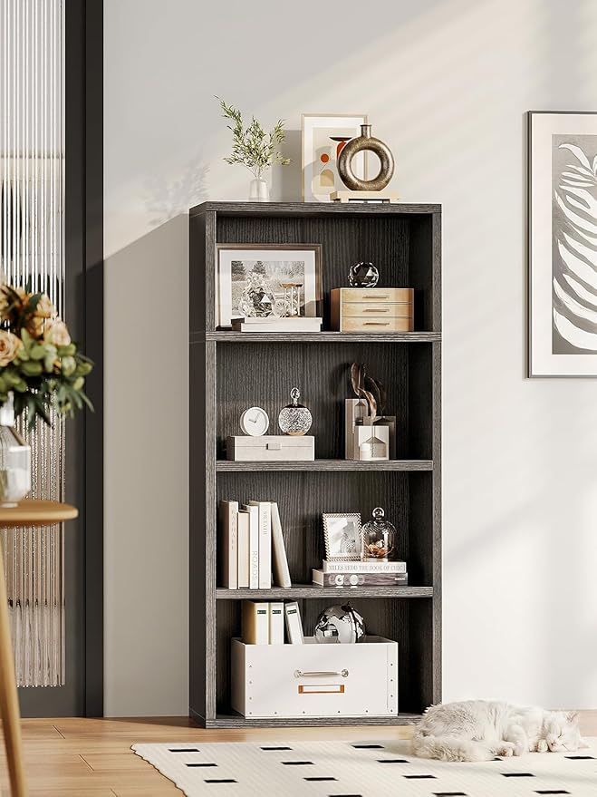 Casaottima 4-Tier Open Bookshelf and Bookcase, Floor Standing Display Storage - Image 2