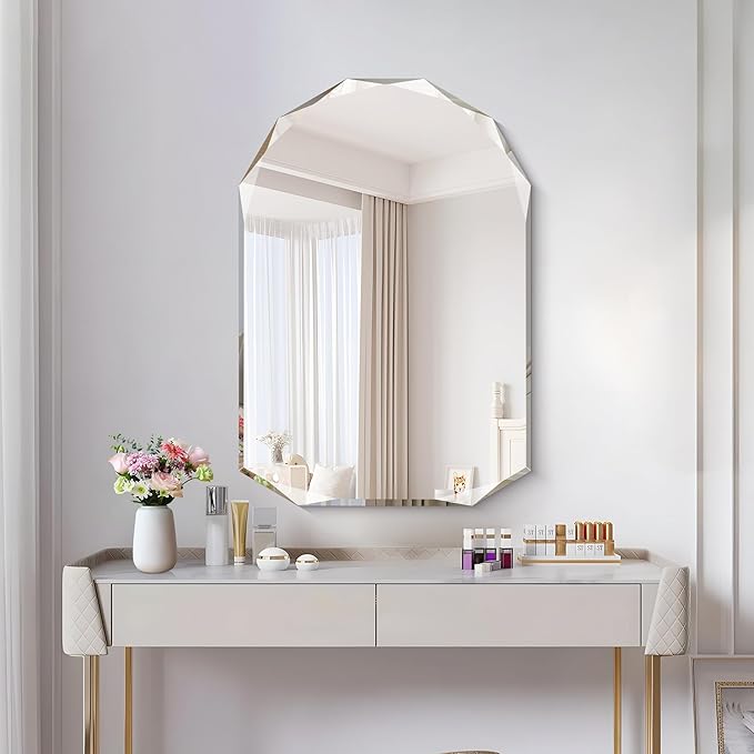 KOCUUY 26"x38" Frameless Mirror, Arched Shape by KOCUUY