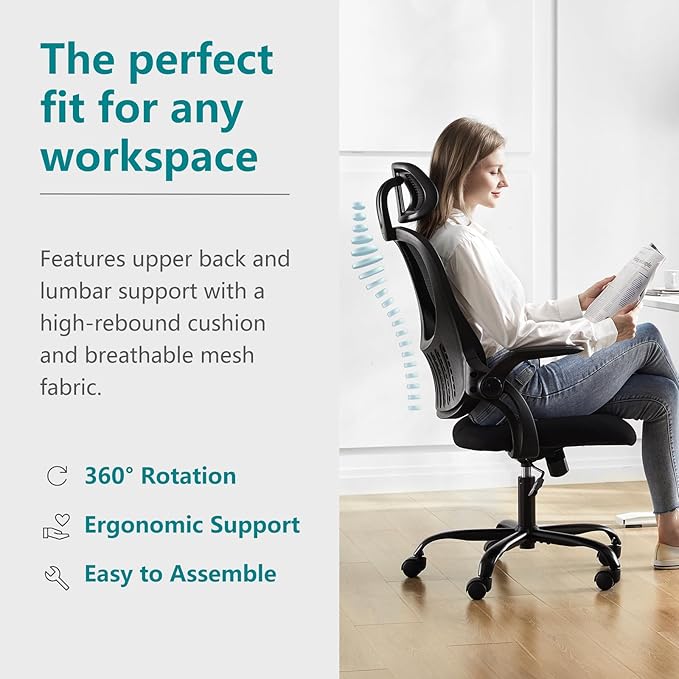 SMUG Office Chair Ergonomic Desk Lumbar Support, Computer Chairs Gaming Mesh - Image 3