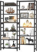 Homykic Double Wide Bamboo Bookshelf Black, 6-Tier Large Open Bookcase by Homykic
