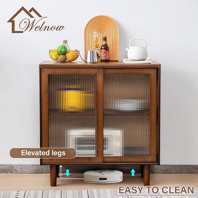 Welnow Buffet Cabinet, Bamboo Sideboard - Image 6