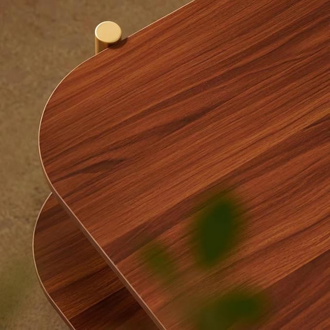 Shrine Rectangle Coffee Table, Mid-Century Modern Design, Two-Tier Walnut MDF - Image 8