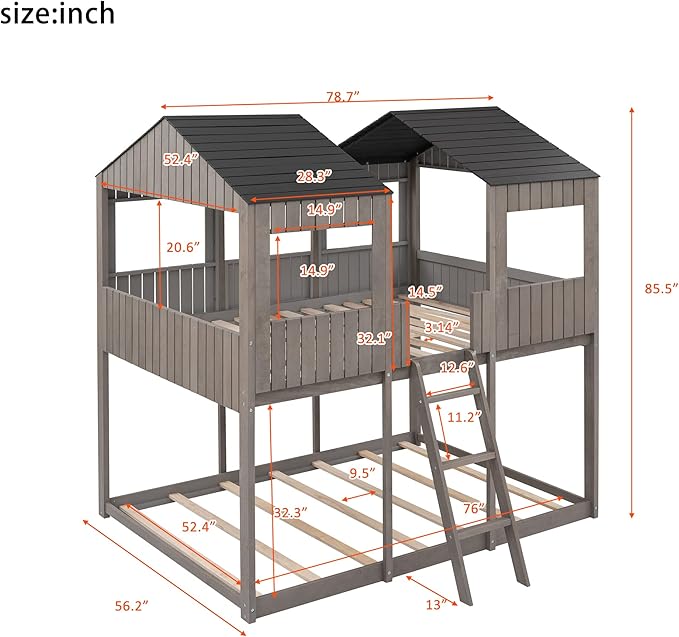 Ball & Cast Full Over Full Size Playhouse Bunk Bed - Image 2