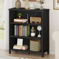 BON AUGURE Small Bookshelf, 3 Tier Black Book Shelf, Farmhouse Storage Bookcase by BONAUGURE