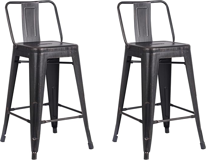 AC Pacific 24” Metal Barstool Set of 2 – Country Rustic Style by ACPacific