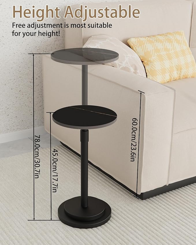 Height Adjustable Drink Table, Vintage Round Indoor Metal Plant Stand, - Image 3