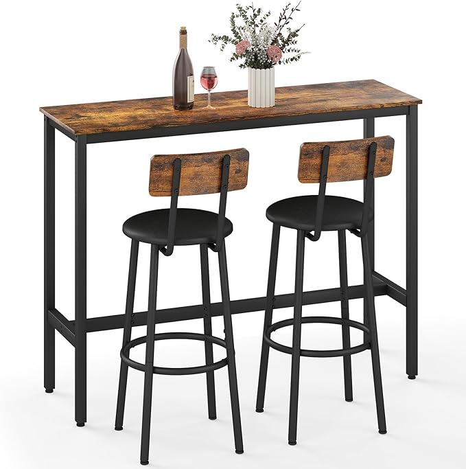 Dining Table Set for 2, 3-Piece Bar Table and Chairs Set, Kitchen Table and by Zevemomo