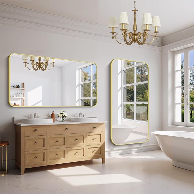 FORBATH 30x60 Inch Gold Bathroom Mirror - Image 3