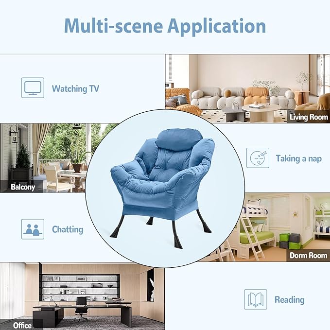 Lazy Chair Thick Padded, Comfy Velvet Accent Lounge Chair - Image 7