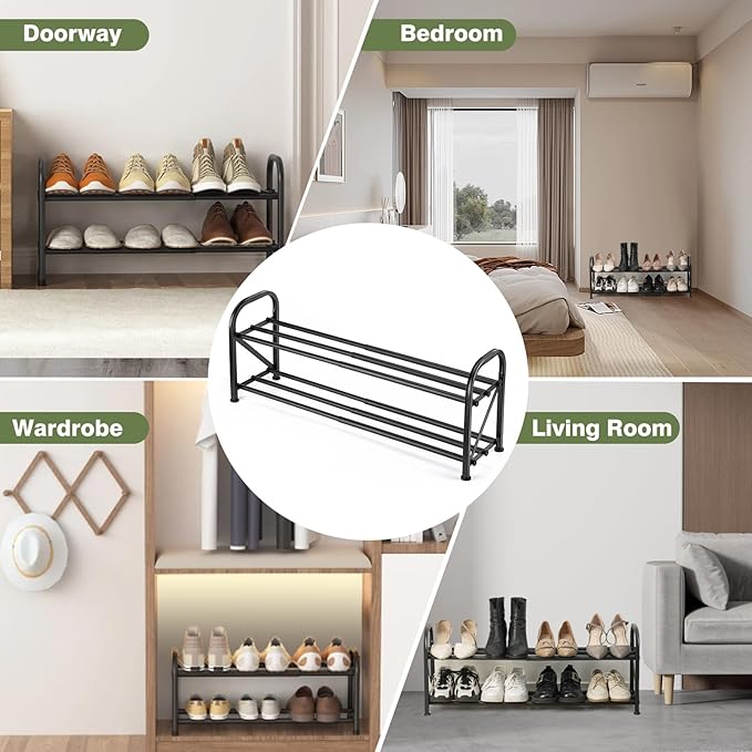 2-Tier Shoe Rack for Closet, Adjustable for Entryway Closet Doorway SturdyMetal - Image 7