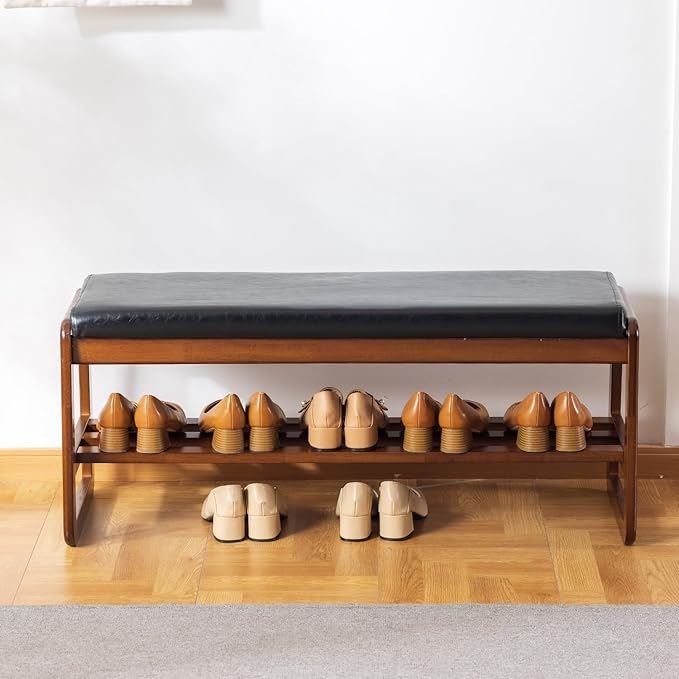 latifolia Solid Wood Bench, Entryway Shoe Bench - Image 7