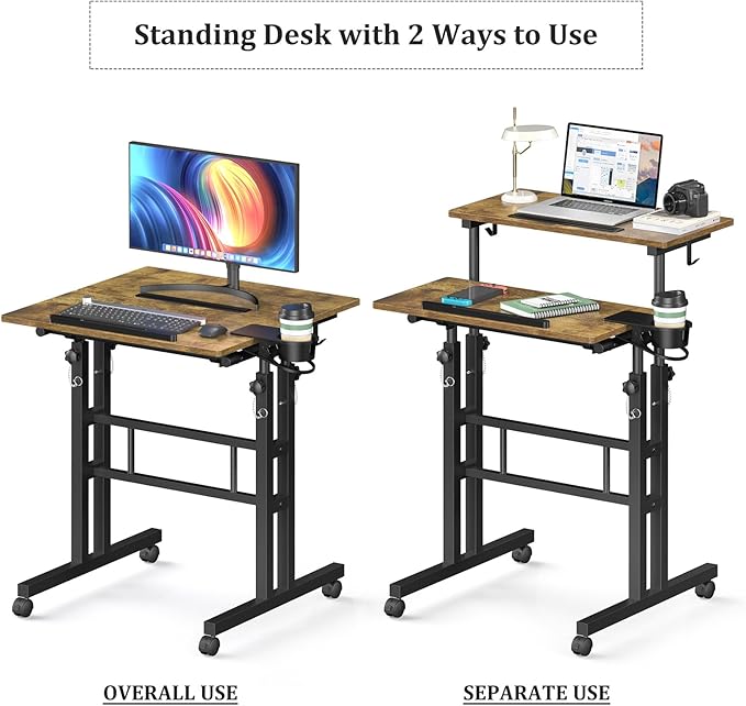 Small Standing Desk with Wheels, Mobile Stand Up Desk, Portable Standing Table - Image 9