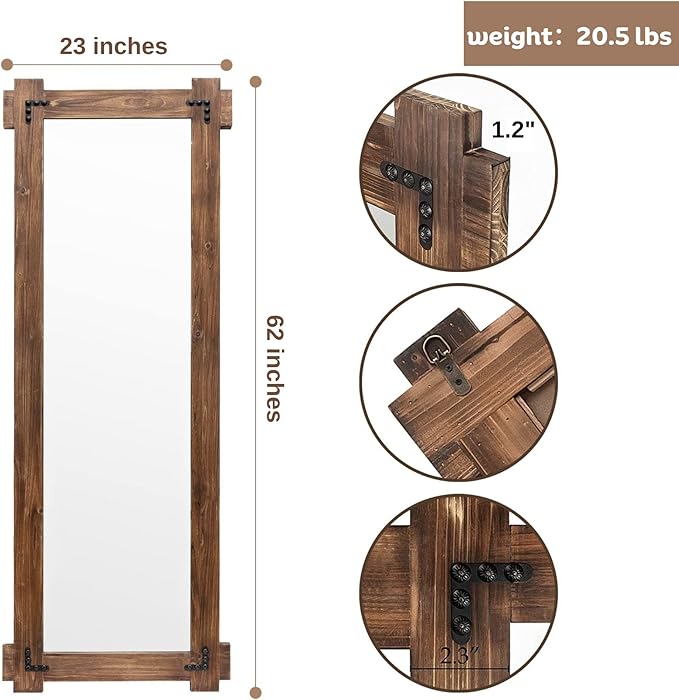 MeMoreCool Rustic Full Length Farmhouse Mirror, Oversized Decorative Floor - Image 7