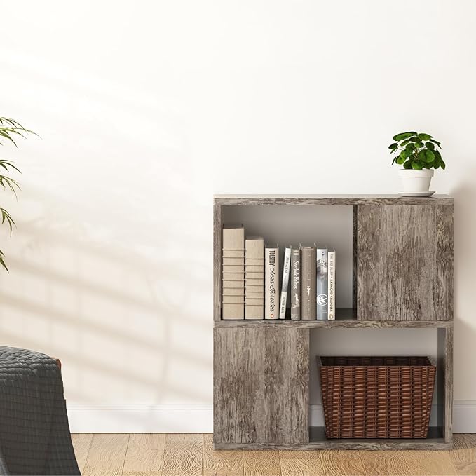 GHC 2 Tier Bookshelf, Wood Decorative Storage Shelving, Modern Freestanding by GHC
