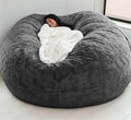 Giant Fur Bean Bag Chair Cover for Kids Adults, Living Room Furniture Big Round by LLPCKPB