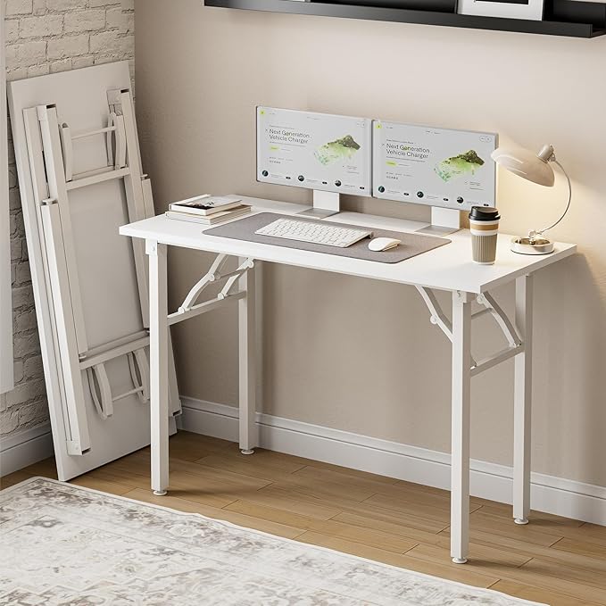 Frylr Small Folding Computer Desk – Portable 43.3 Inch Foldable Laptop Table by Frylr