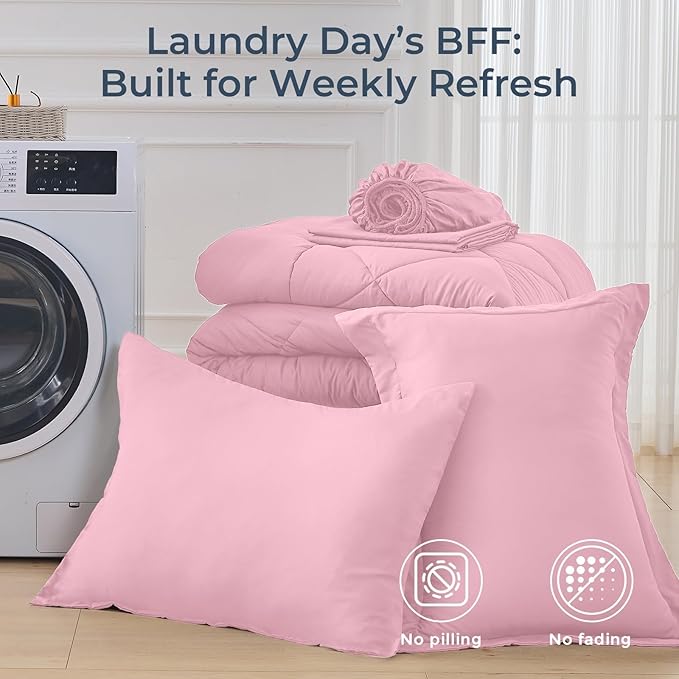 HEVUMYI Pink Twin Comforter Set - Image 7