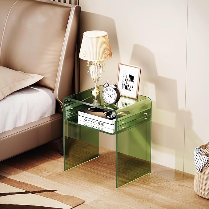 Clear Acrylic End Table 2-Tier Bedside Nightstand - Image 4