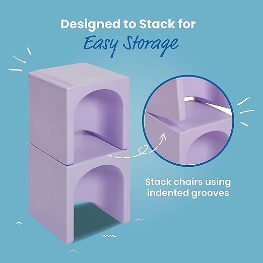 ECR4Kids Tri-Me Table and Cube Chair Set, Light Purple - Image 6