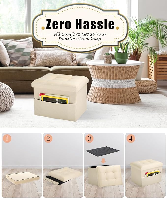 Ottoman Storage Ottoman Foot Rest Stool Foldable Bench - Image 5