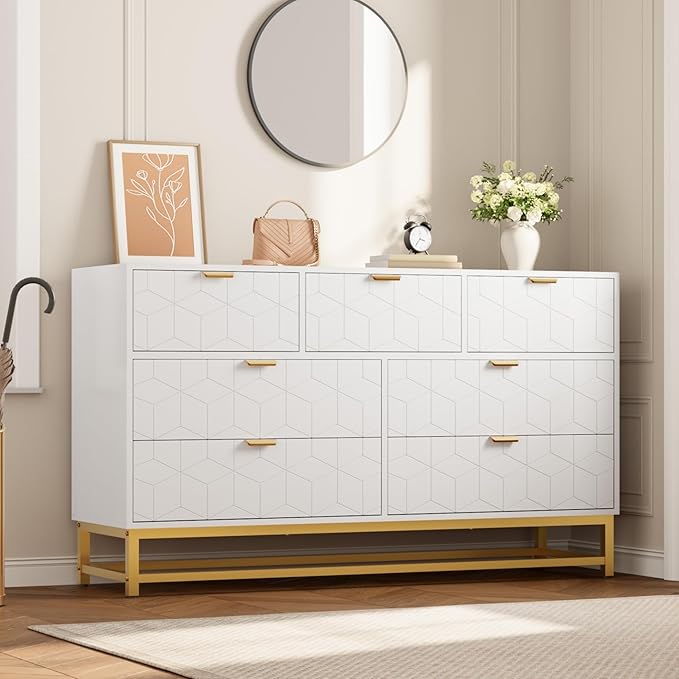 Dresser for Bedroom, 53.5" Wide Dresser Organizer, 7 Drawer by GAOMON