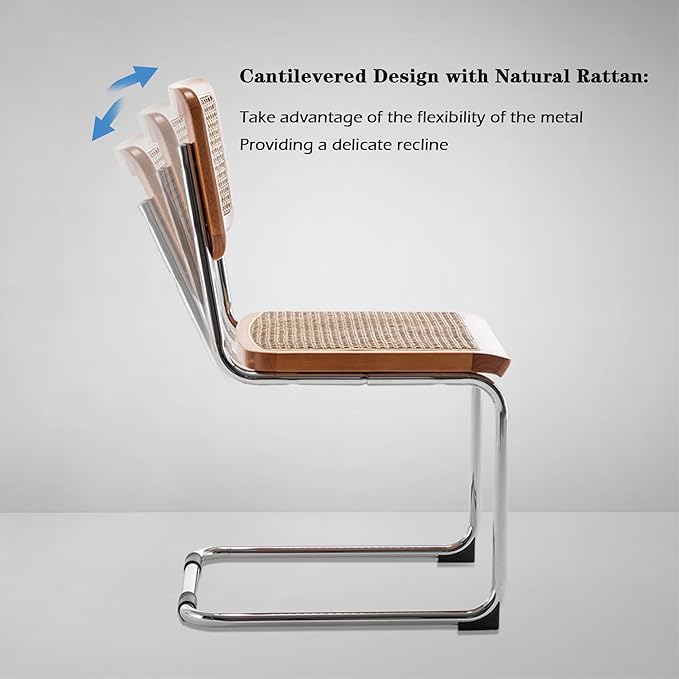 Rattan Dining Chairs Set of 2 Mid Century Modern Dining Room Chairs - Image 5
