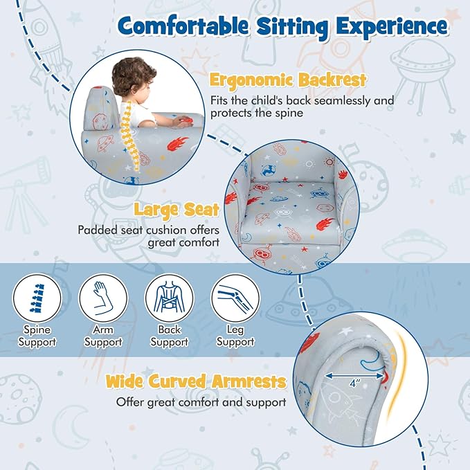 Costzon Kids Couch, Children's Sofa Armrest Chair - Image 3