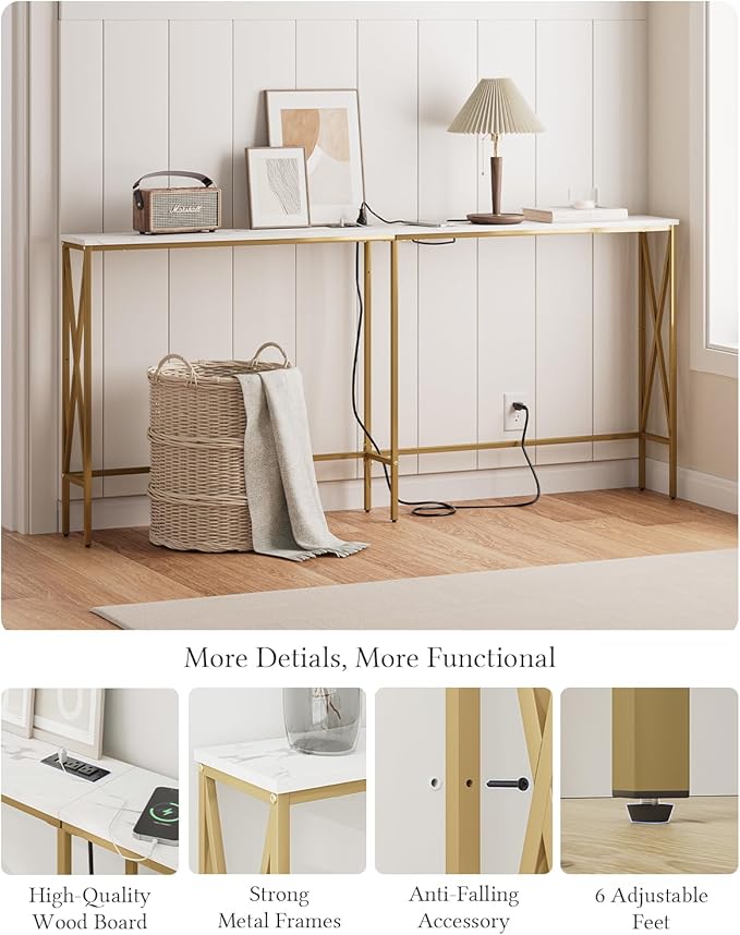 Masupu 70.9" Console Table, Modern Narrow Long Sofa Table Behind Couch - Image 4