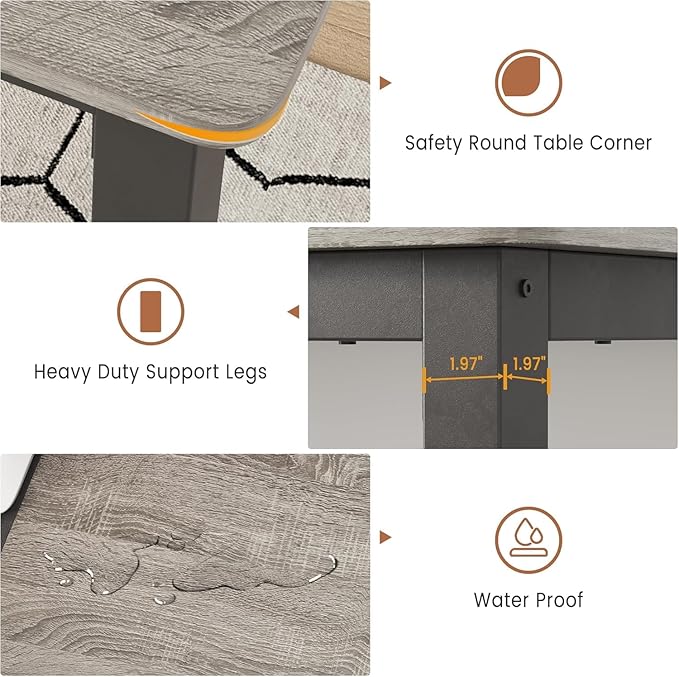 GarveeHome 70.8in Industrial Dining Table - Image 5