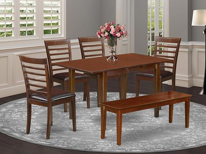East West Furniture NOML6C-MAH-LC 6 Piece Dining Room Set Contains a Rectangle - Image 6