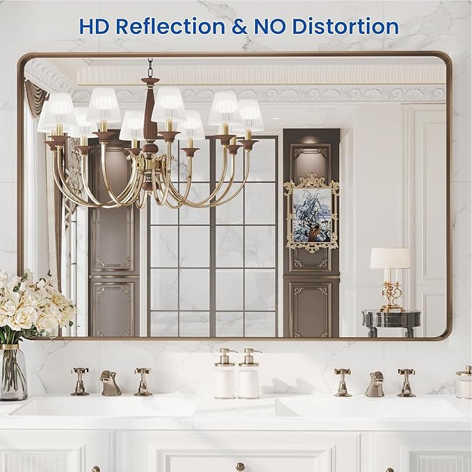 WEER 48x32 Inch Bronze Bathroom Mirror - Image 2