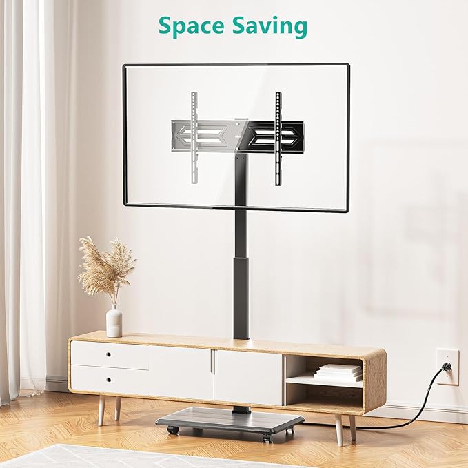 WALI Floor TV Stand with Power Outlet, Rolling Tall TV Stand Mount with Wheels - Image 8