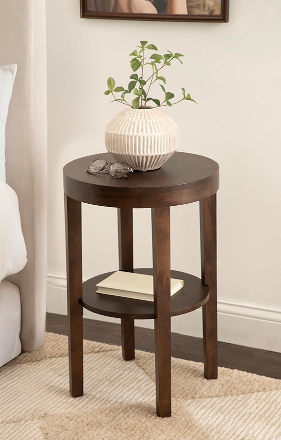 Kate and Laurel Talcott Modern Round Wood Side Table, Dark Brown, Transitional - Image 4