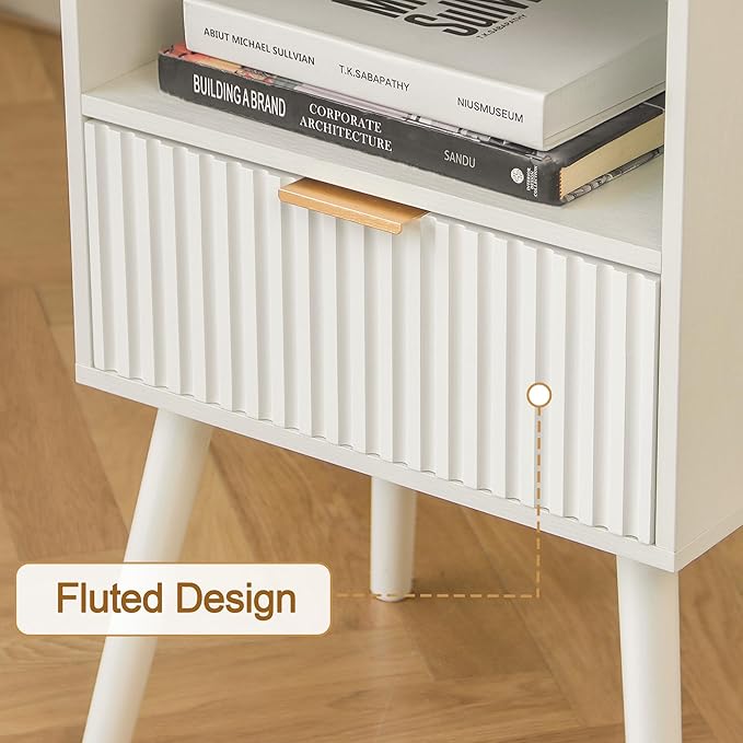 AWASEN White Nightstand, Modern Bedside Table - Image 5