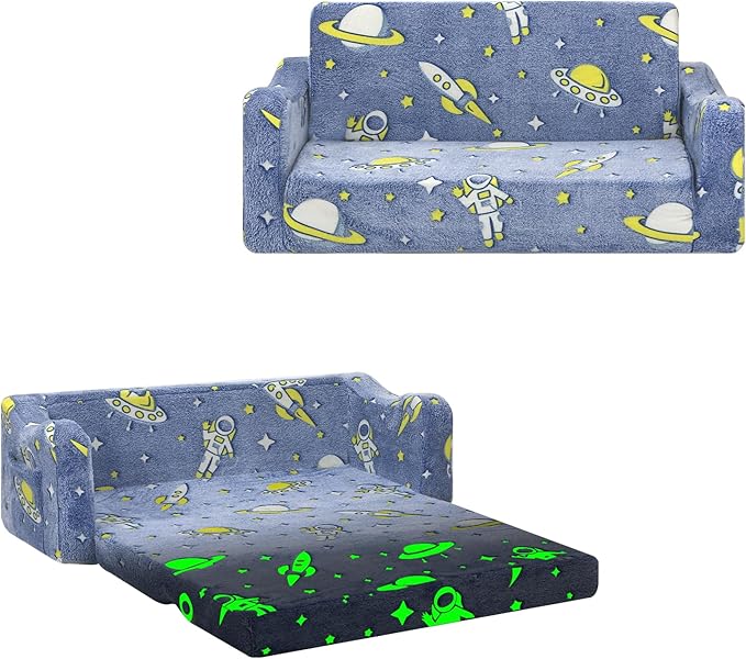 Kids Couch Extra Large, Glow in The Dark 2-in-1 Folding Kids Sofa Bed by Unknown