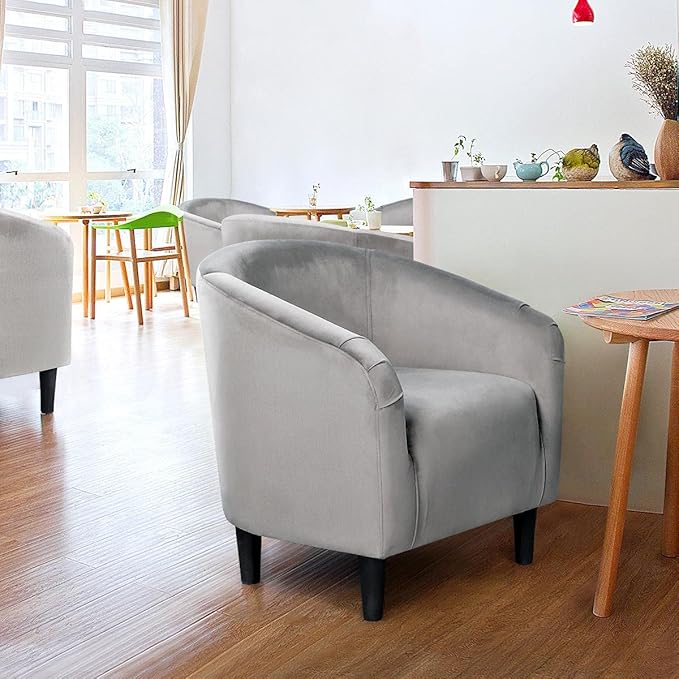 Yaheetech Living Room Chair, Velvet Accent Upholstered Barrel Sitting Chair - Image 2
