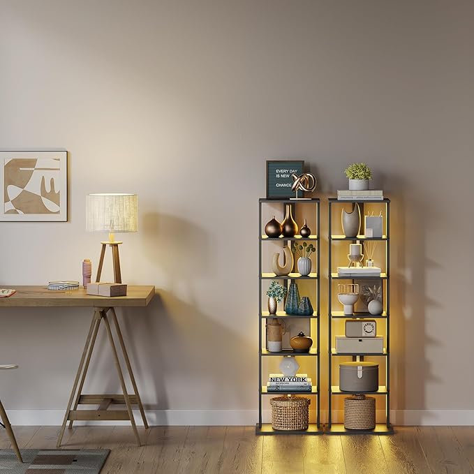 7-Tier Bookshelf, Narrow Bookcase - Image 7