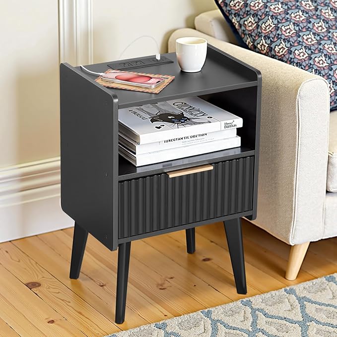 Fluted Nightstand, End Table, Small Modern Bedside Table - Image 2