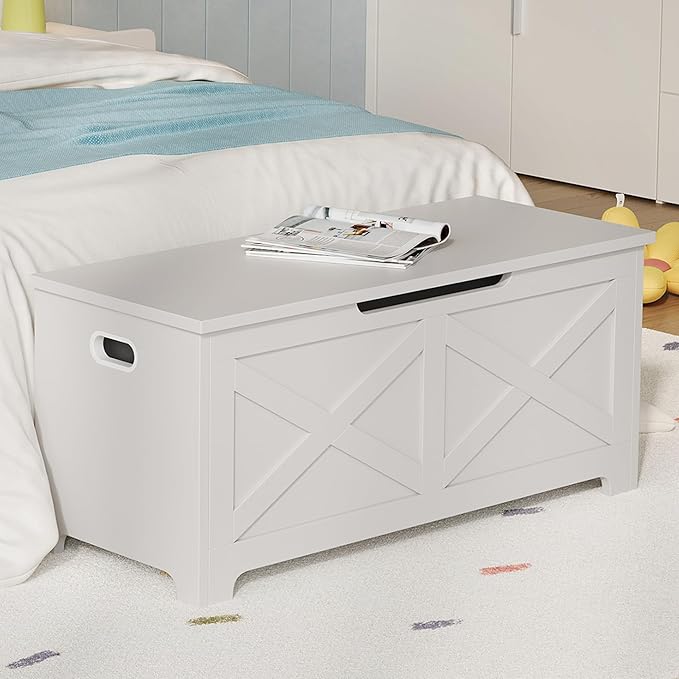 GarveeHome 39.4" Storage Chest, Wooden Storage Bench - Image 4