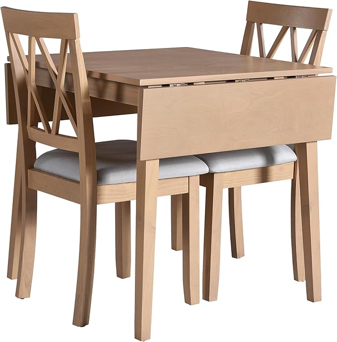 Merax Farmhouse Wood 3-Piece Multifunctional Dining Set, 45.6 inch Extendable - Image 6