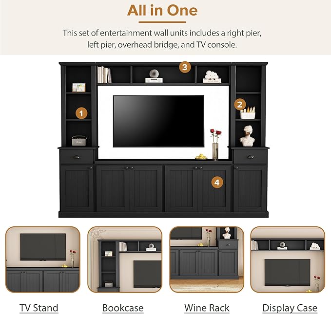 Merax Modern TV Stand Set with Adjustable Bridge - Image 3