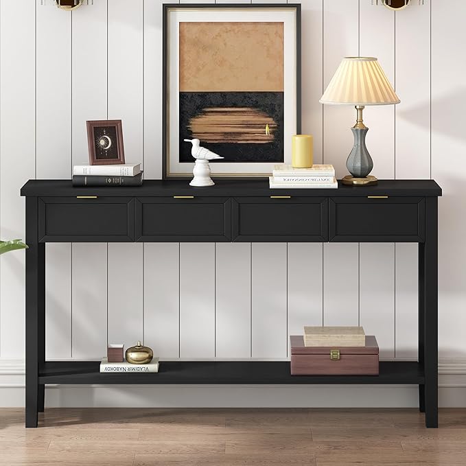 Ball & Cast 60“ Contemporary 4 Drawers Console Table, Long Narrow Entryway-Table - Image 3
