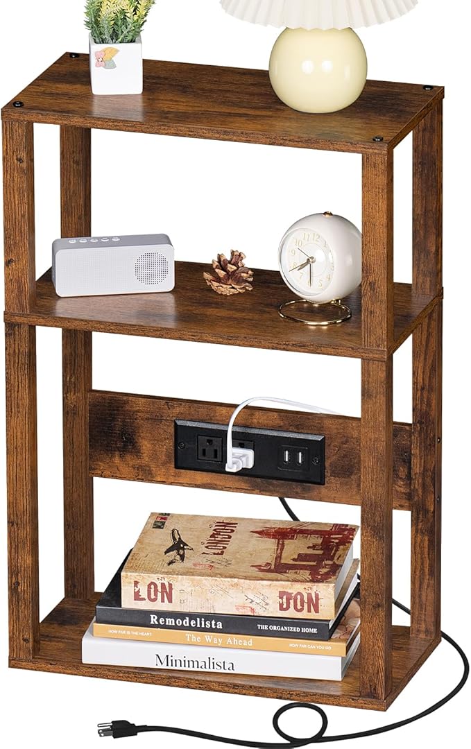 3-Tier Small Narrow Wood Side Table - Image 8