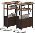 Narrow Side Table with Charging Station Set of 2, Small End Table by Unknown